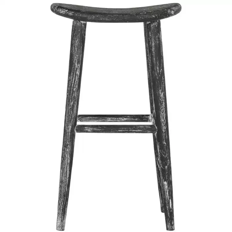 Colton Wood Bar Stool - BST1001 - Black/White Wash/Sungkai Wood - Safavieh