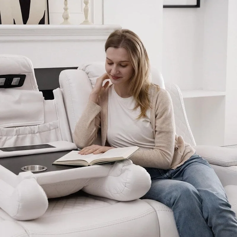 Power Reclining Sofa with Wireless Charger & LED Light – Faux Leather, Black