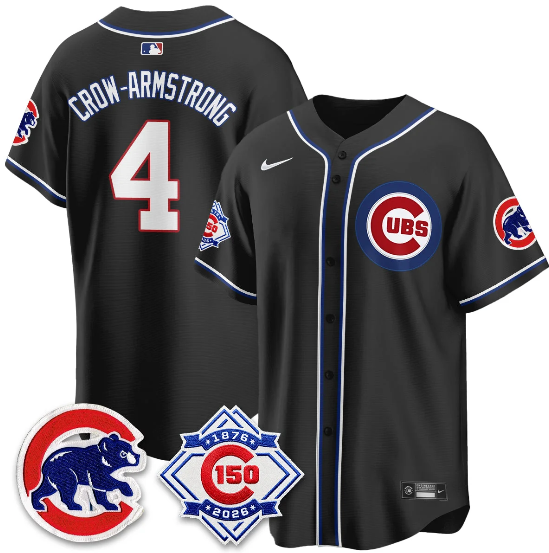 Chicago Cubs Pete Crow-Armstrong 150th Anniversary Black Out Style Vapor Premier Limited Jersey