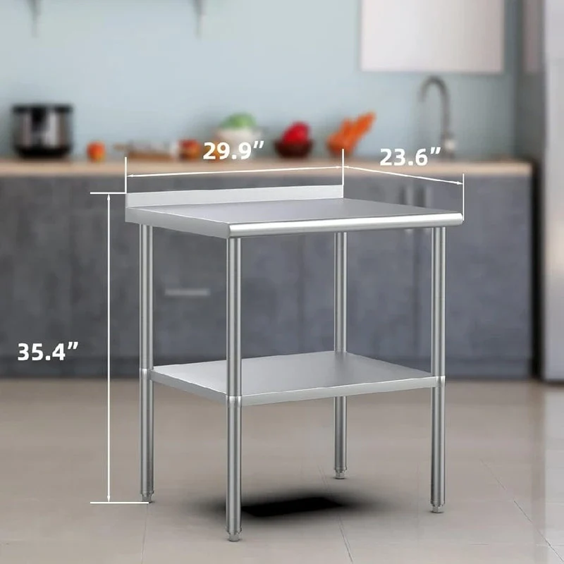 Silver Stainless Steel Commercial Kitchen Prep Table with Undershelf – 4 Sizes