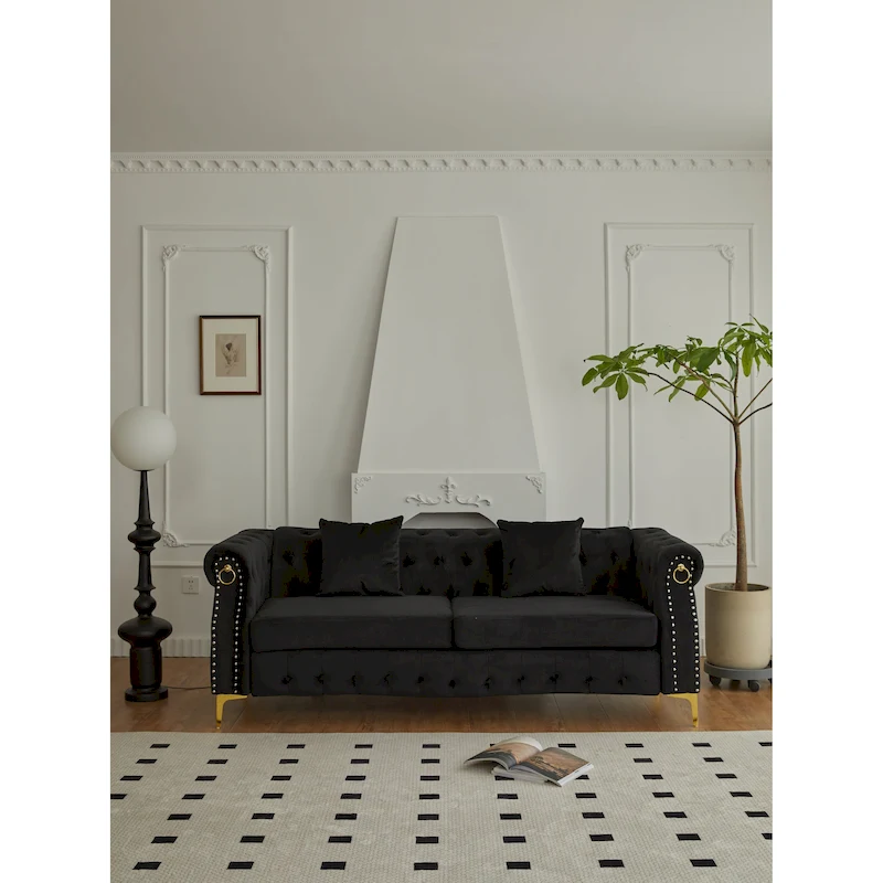 35 D x 85 W x 30.3 H Velvet Chesterfield Button-tufted Sofa