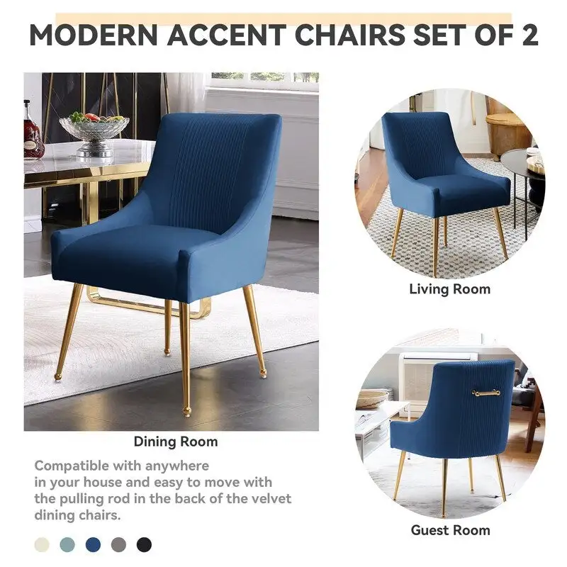Upholstered Accent Chair Set of 2 with Rear Handle