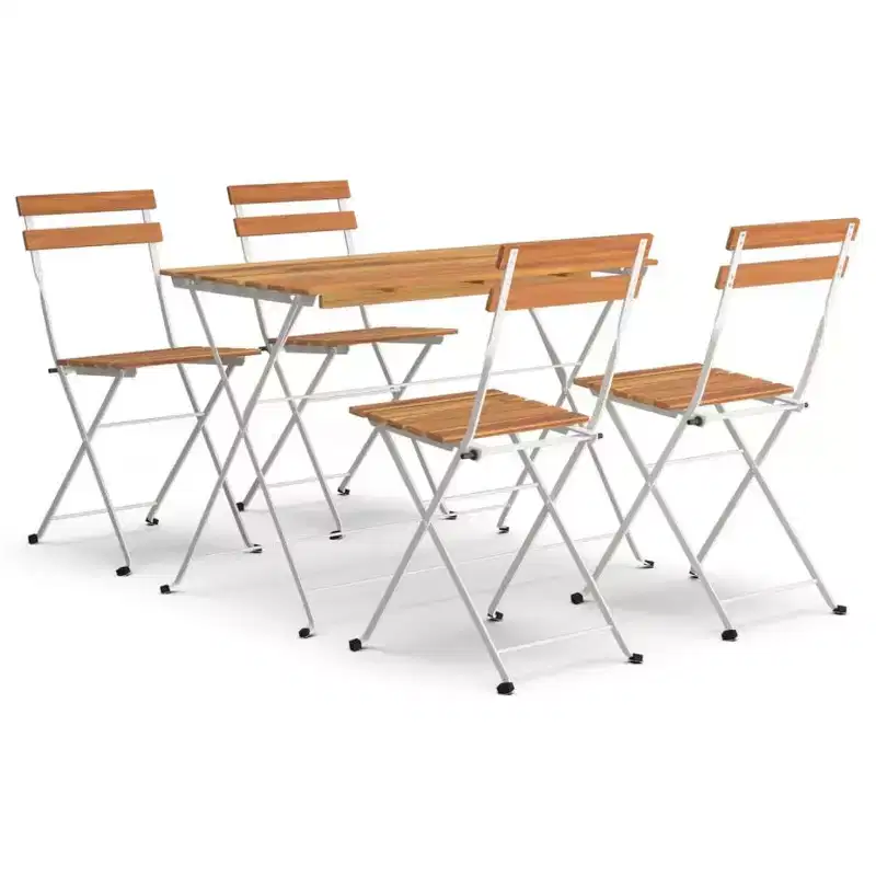 vidaXL Folding Bistro Set - Solid Acacia Wood and Steel, Rectangular Design