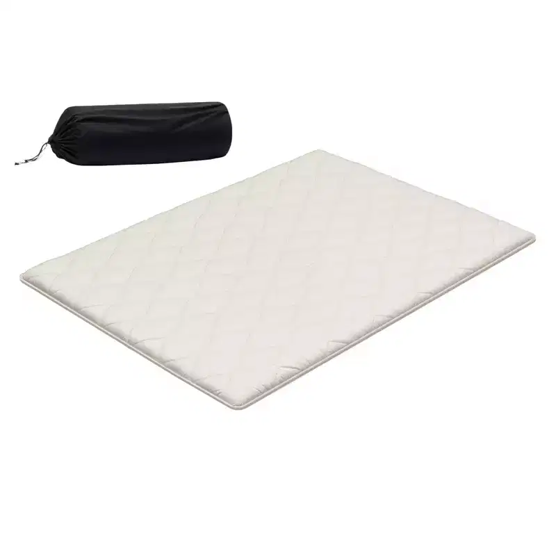 VEVOR Japanese Tatami Mat, Queen Size Foldable Japanese Tatami Mattress, Futon Mattress with Storage Bag, 9-Layer Floor Mat, 80 x 60 x 2.5in, White