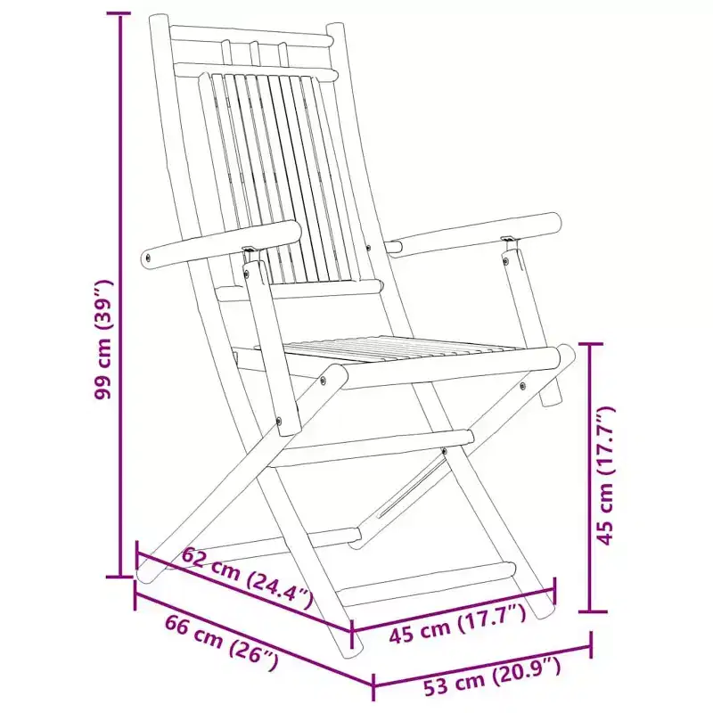 vidaXL Bistro Set Natural Bamboo Compact Foldable Bistro Set