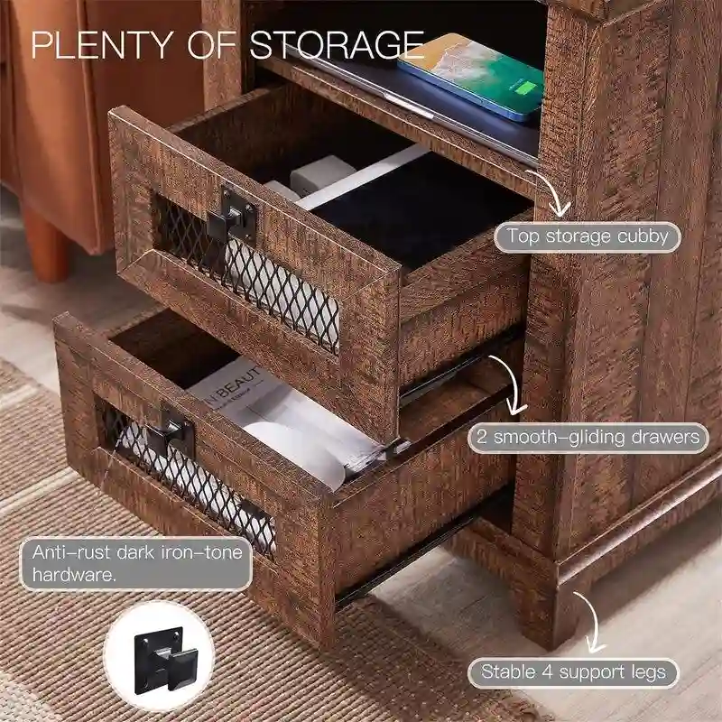 End Table with 2 Drawers - 18 D x 18 W x 24 H