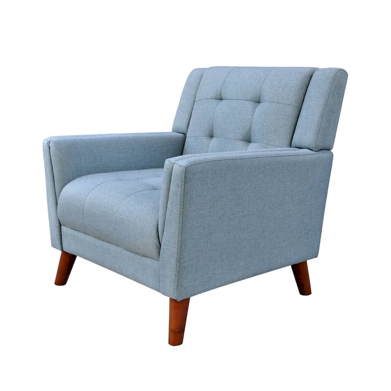 Modern Armchair - Blue, Beige - Tufted Single Seat