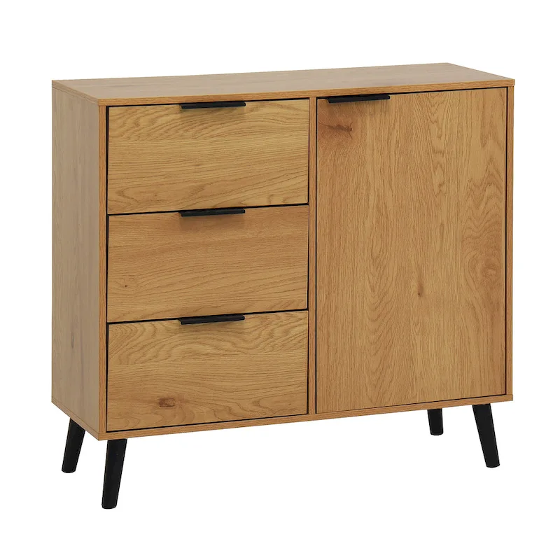 Modern Storage Cabinet with 3 Drawers and Adjustable Shelf for Living Room, Home Office, Entryway