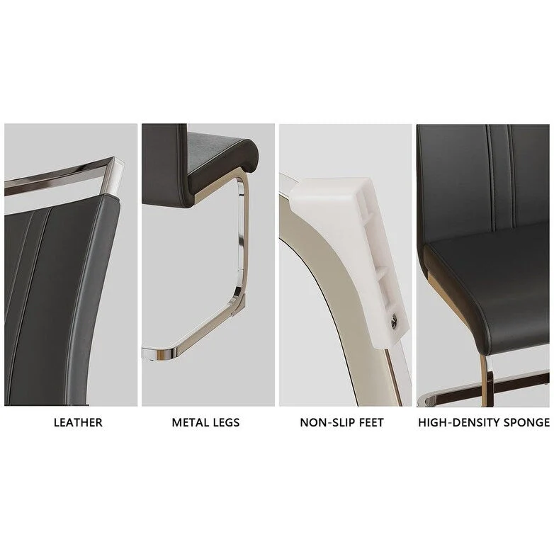 Modern 3-Piece Dining Set with Round Table & 2 High Back C-shaped Tube Chairs