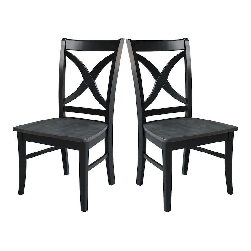 Solid Wood X-back Dining Chairs, Set of 2