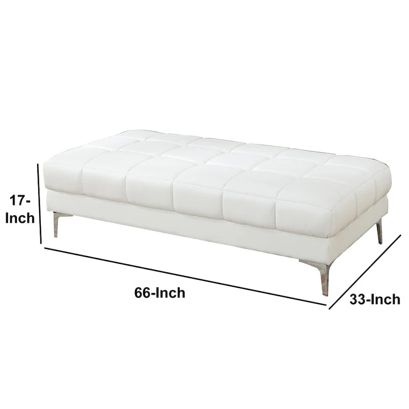 Modish Bonded Leather Ottoman In White