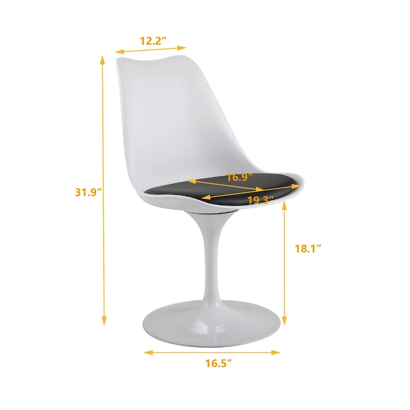 Swivel Tulip Side Chair,Dining Chair with Cushioned Seat and Curved Backrest