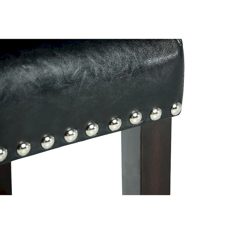 Black Faux Leather Dining Chair with Nailhead Trim