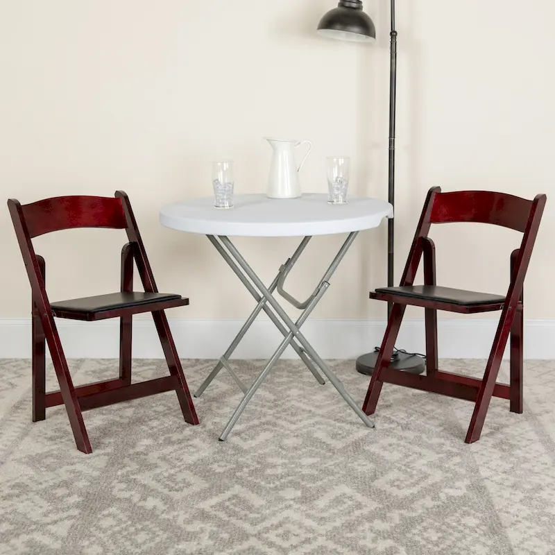 Vinyl-padded Wood Folding Chair (Set of 4)