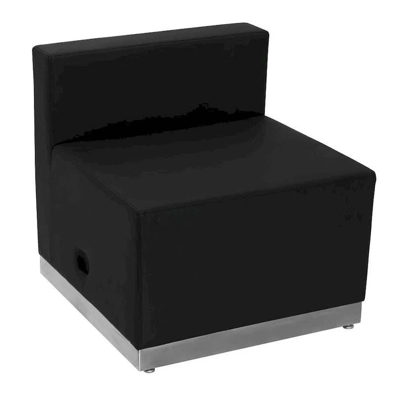 Black / White Faux Leather Armless Modular Chair, 1-Seat or 3-Seat
