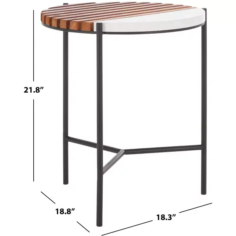 Dallas End Table - ACC2502A - Brown/White Faux Marble - Safavieh