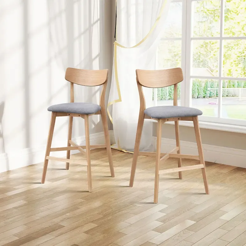 Counter Stools Set of 2, Modern Bar Stools with Backs, Counter Height Bar Stools, Upholstered Counter Chair for Kitchen Island