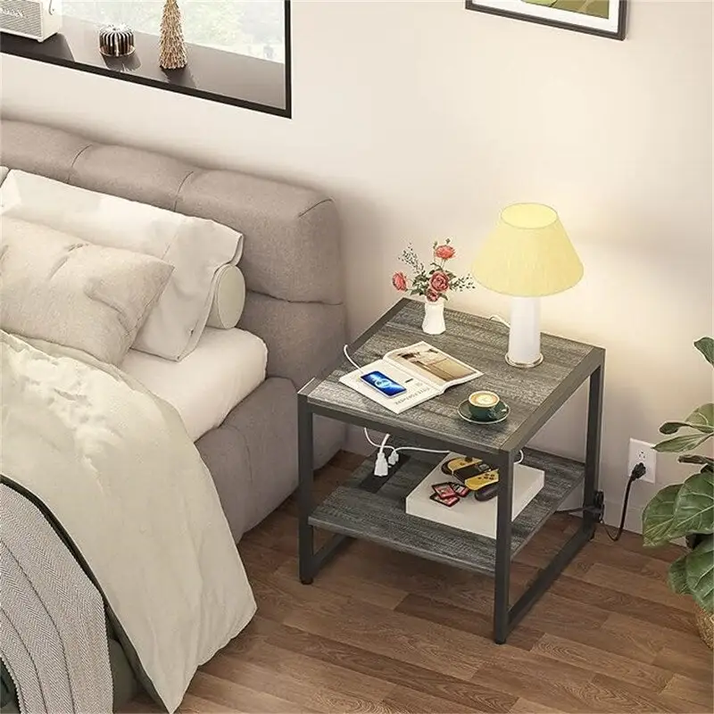 End Table with Charging Station - 20D x 20W x 20.7H