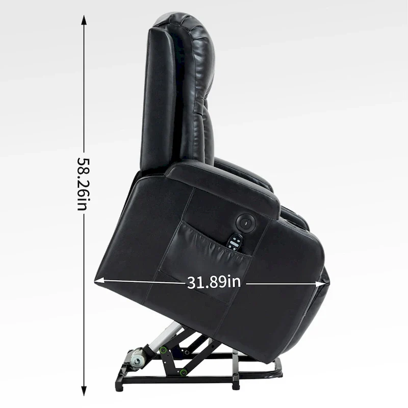 Power Lift Recliner with Massage, Heat and Cup Holders – Black / Brown, Single