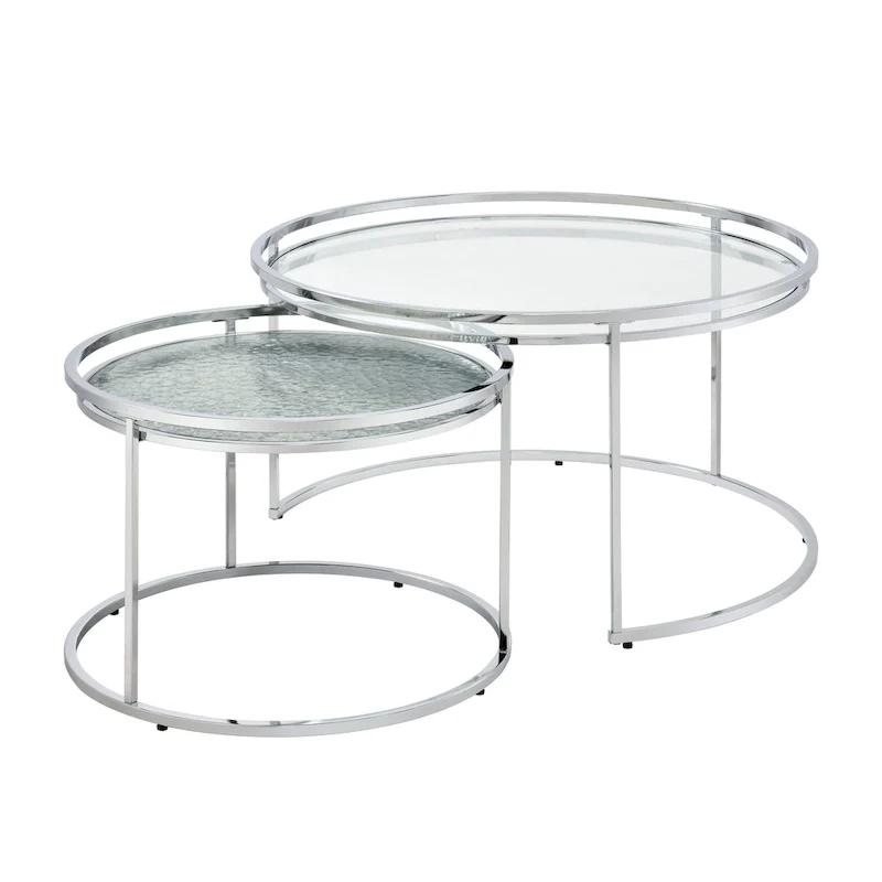 Glam Chrome Glass Top Nesting Tables