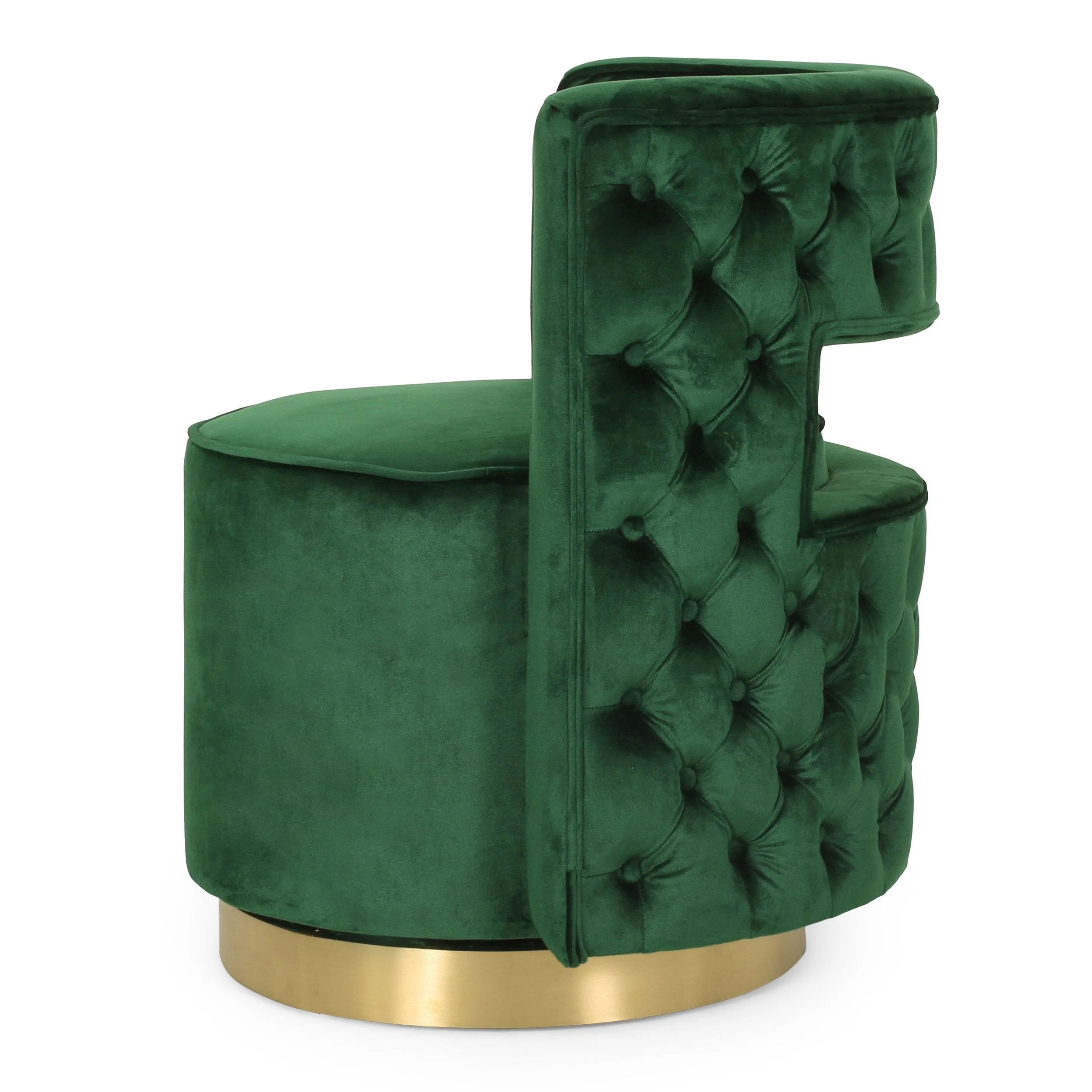 Modern Glam Round Open Back Velvet Swivel Club Chair - NH228413