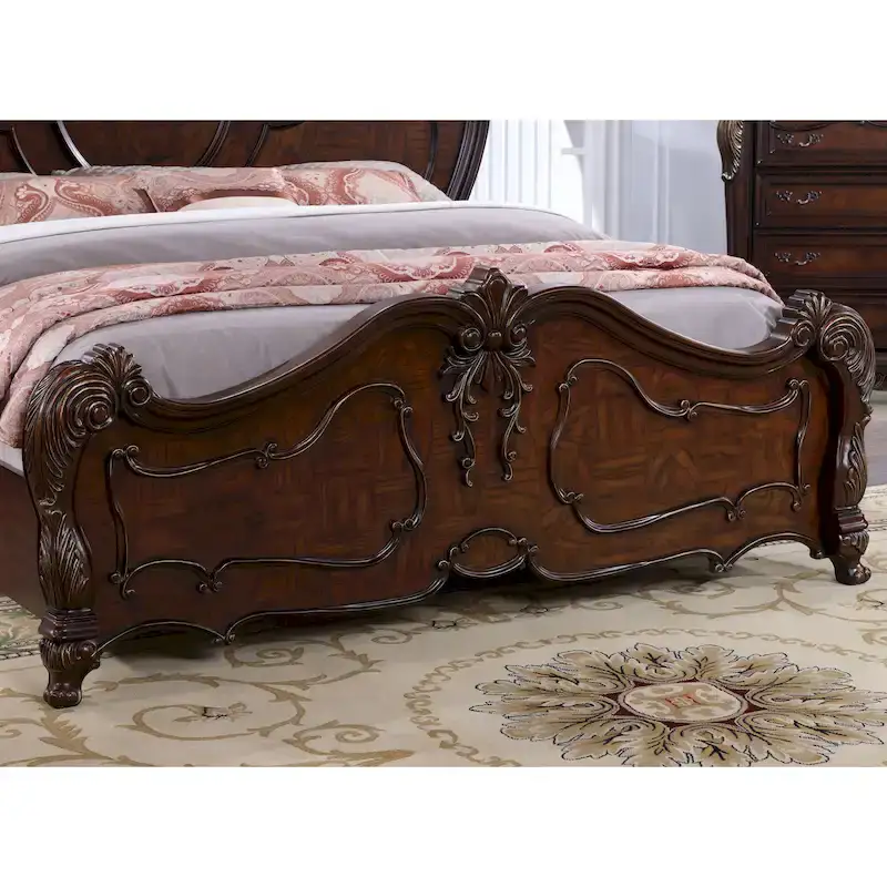 Traditional Solid Wood Panel Bed