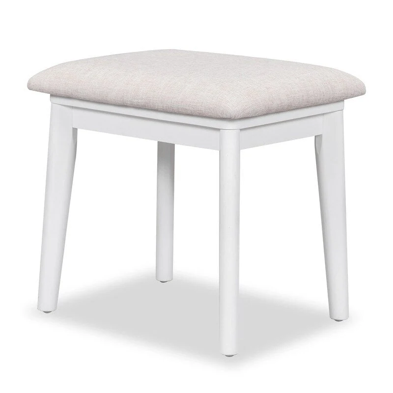 White/Brown/Grey Flip-Top Mirror Vanity Desk with Stool, 1-Person