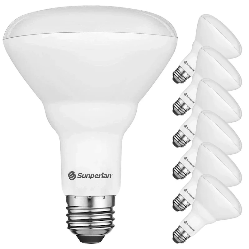Sunperian 6 Pack BR30 LED Bulb 8.5W 800lm Dimmable Flood Light Bulb Enclosed Fixture Rated Damp Rated UL Listed E26 Base