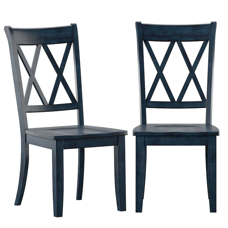 Ronda Double X Back Wood Dining Chairs (Set of 2)