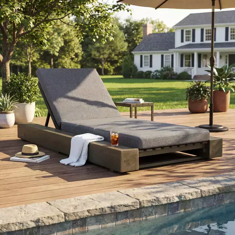Christopher Knight Home Thomas Patio Acacia Chaise Lounges with Cushion and Adjustable Backrest