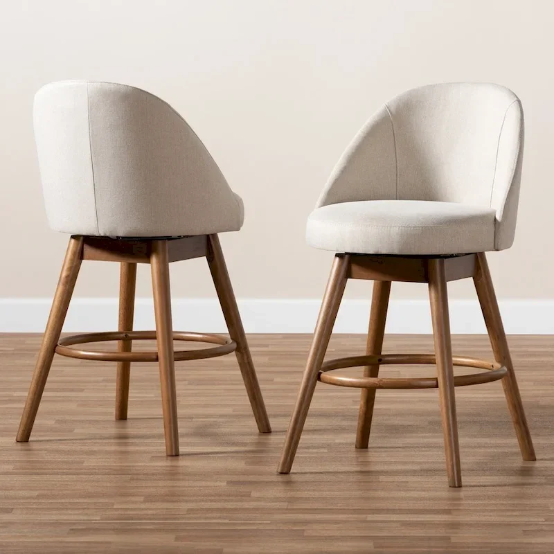 Mid-Century Modern Swivel 2-Piece Counter Stool Set