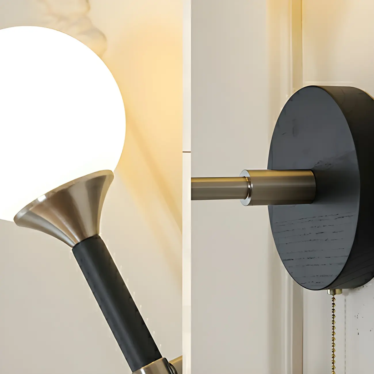 Modern Black Globe Vanity Light with White Glass Shade