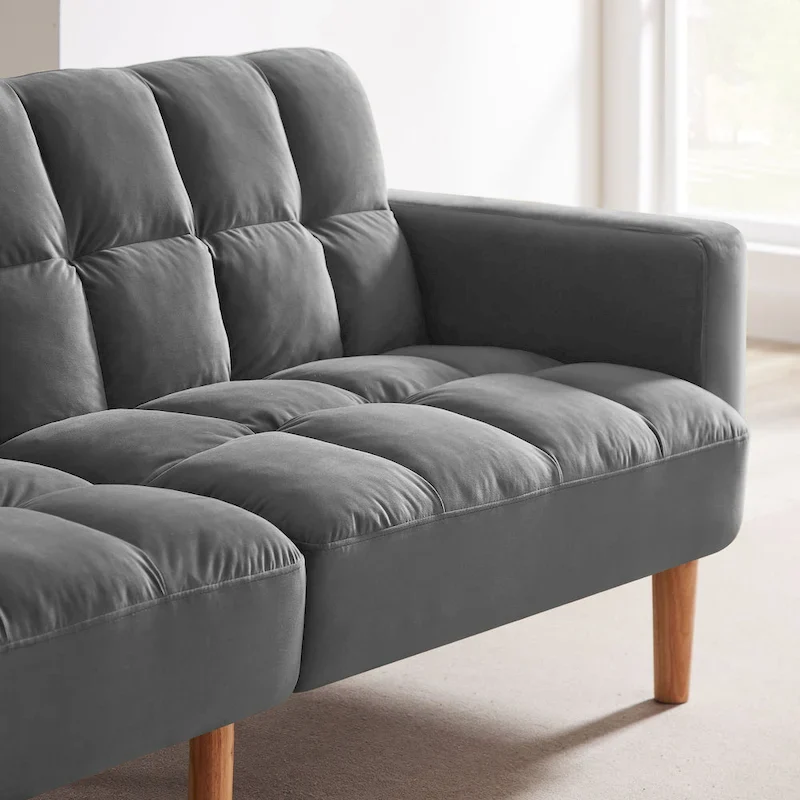 79.52W Modern Velvet Convertible Sofa