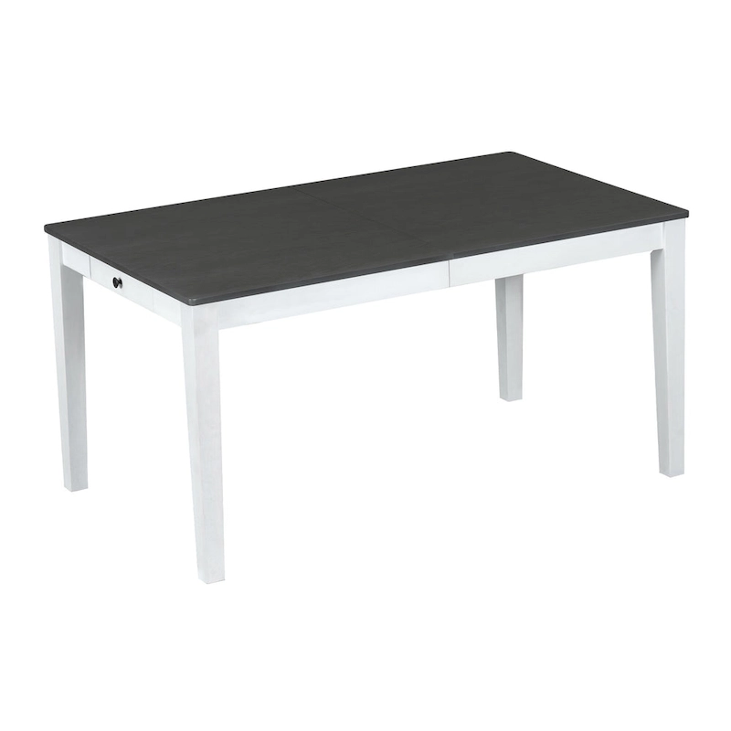 7 Pcs Dining Table Set, Solid Wood Table and Chairs Set with Extendable Dining Table, 2 Drawers and 6 Upholstered Chairs