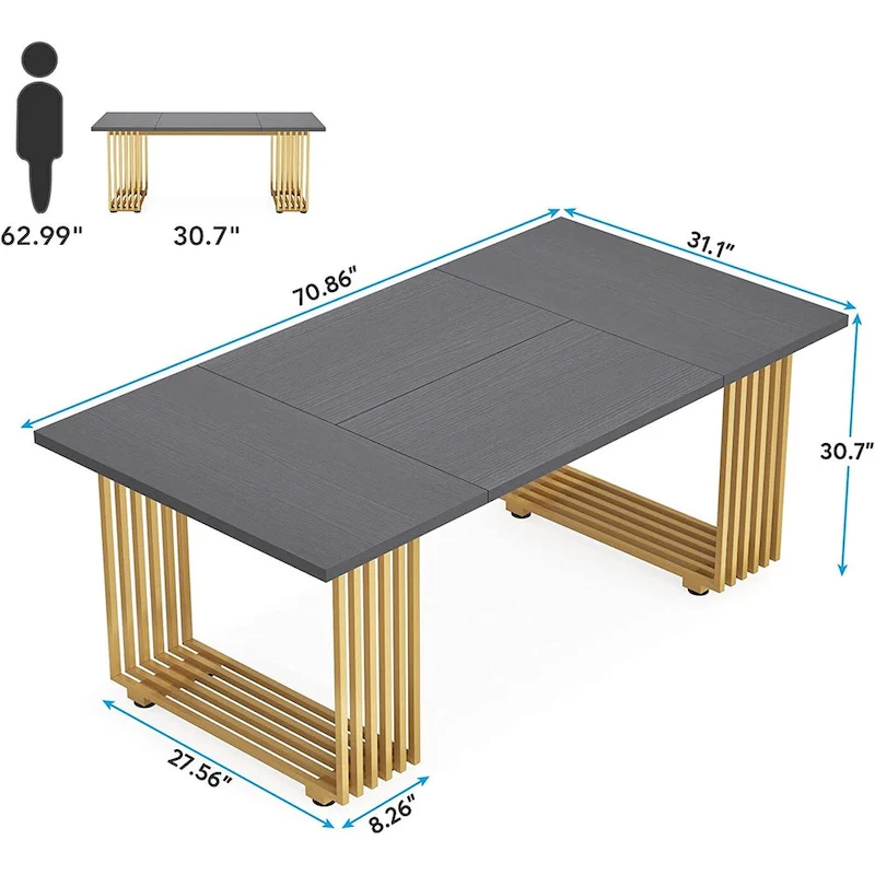 70.9 Modern Office Desk, Wood Computer Desk Large Executive Desk