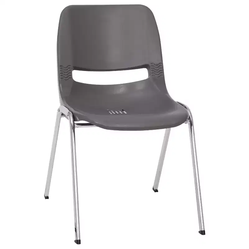 Flash Furniture HERCULES Series 880 lb. Capacity Ergonomic Shell Stack Chair with Chrome Frame and 18'' Seat Height
