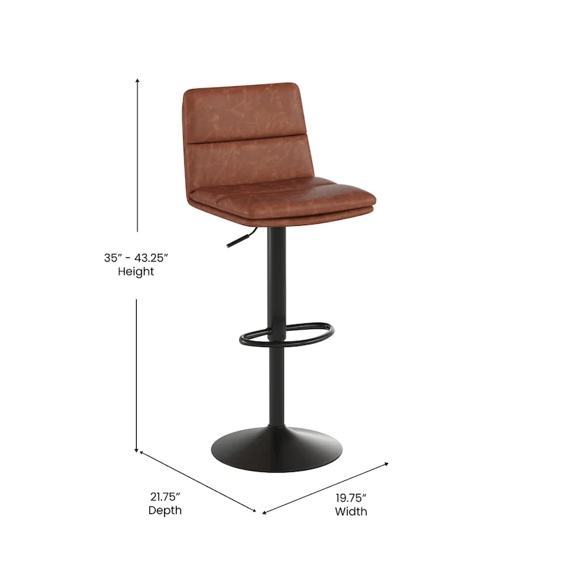 Set of 2 Commercial Armless Adjustable Height Barstools