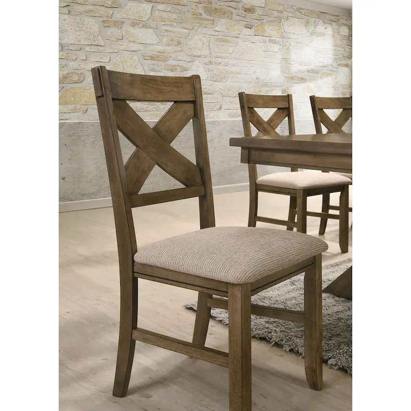 Roundhill Furniture Raven Wood Fabric Upholstered Dining Chair (Set of 2)