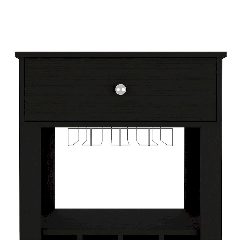 Bar Cart , Twelve Wine Cubbies, Four Legs, Black Wengue Finish