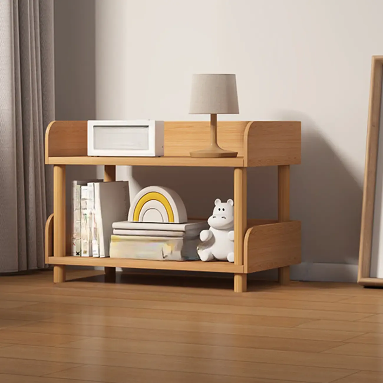 Vertical Natural Multi-Shelf Open Back Wood Bookcase