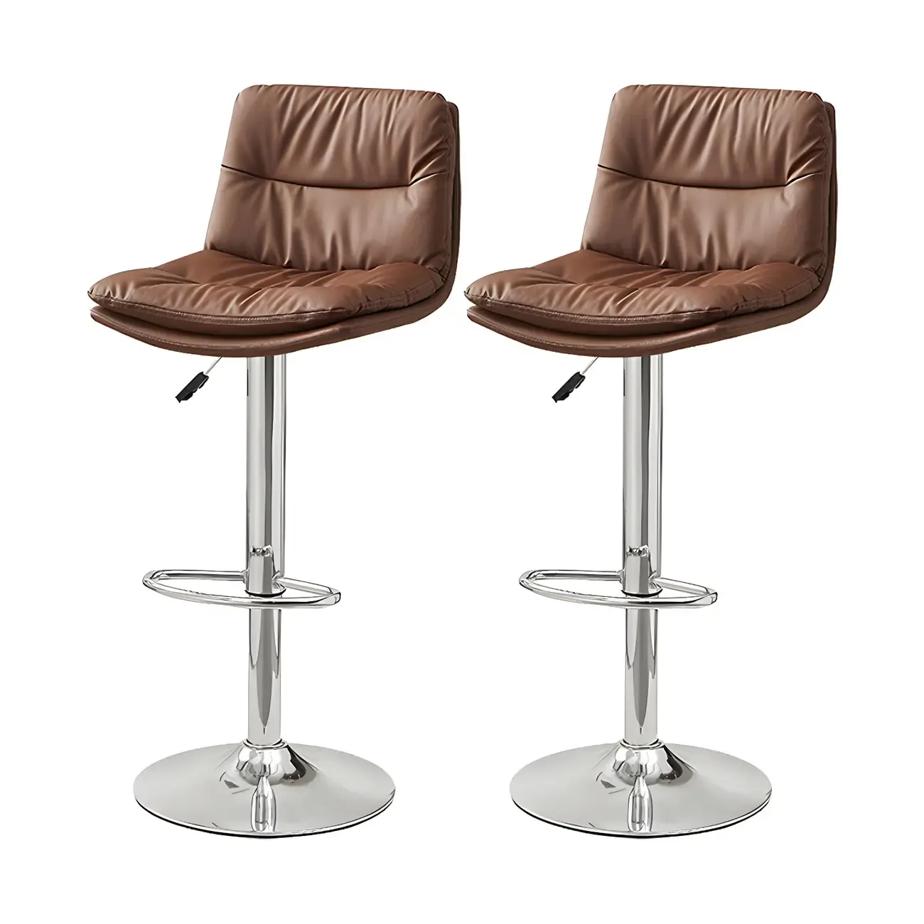 Modern Leather Saddle Swivel Adjustable Bar Stool