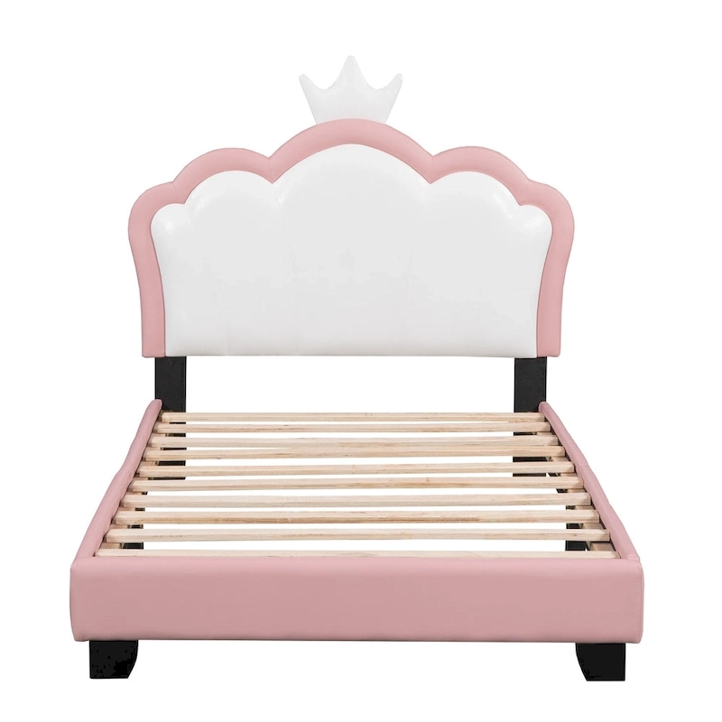 Upholestered Princess Bed With Crown Headboard