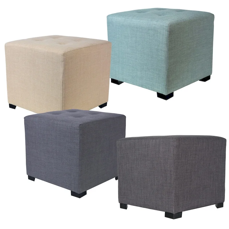 MJL Furniture Solid 4 Button Tufted Square Ottoman