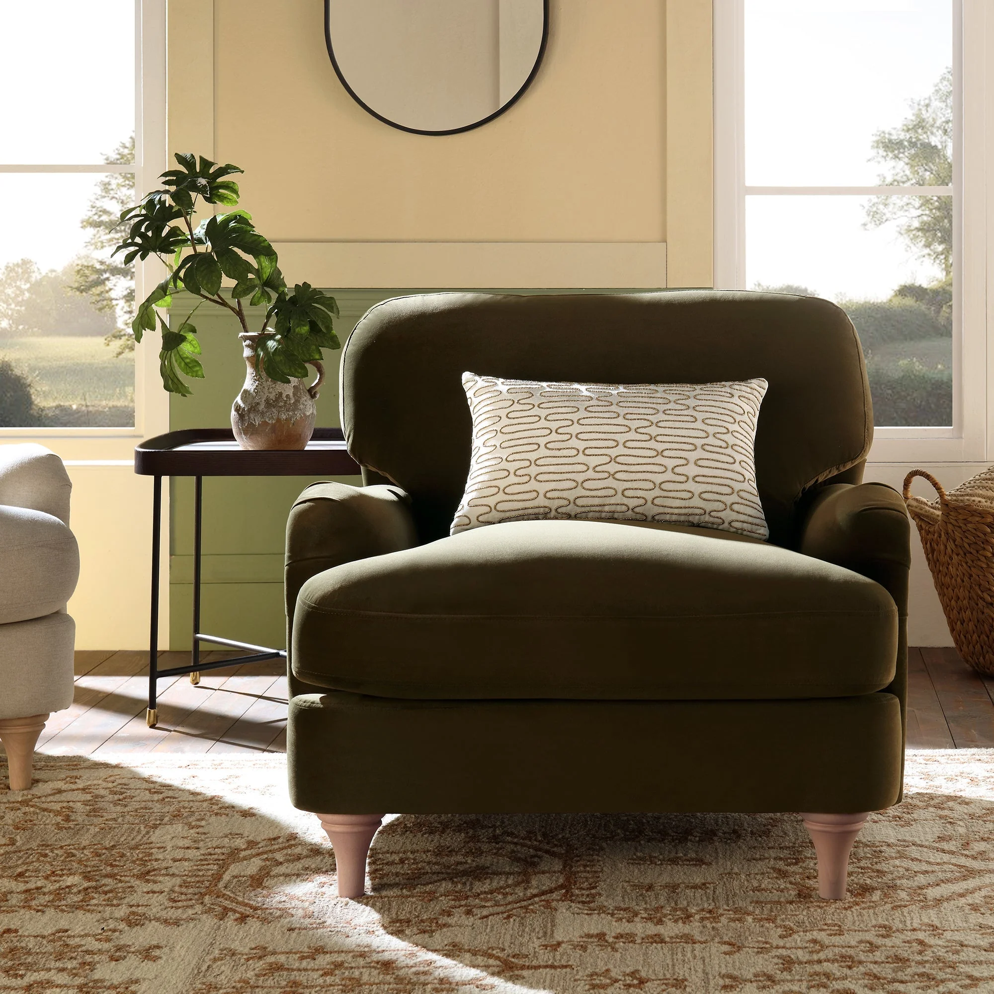 Seaweed Velvet Sofa, 1-Seater