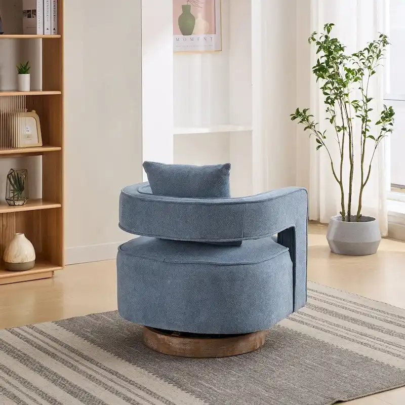 29.1W Swivel Accent Open Back Chair With Weathered Base