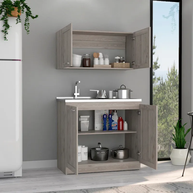 TUHOME Zurich Cabinet Set with 2 Inner Shelves - N/A