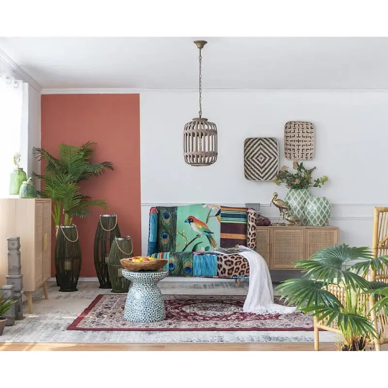 A&B Home Green and Tan Diamond Pattern Capiz Vase