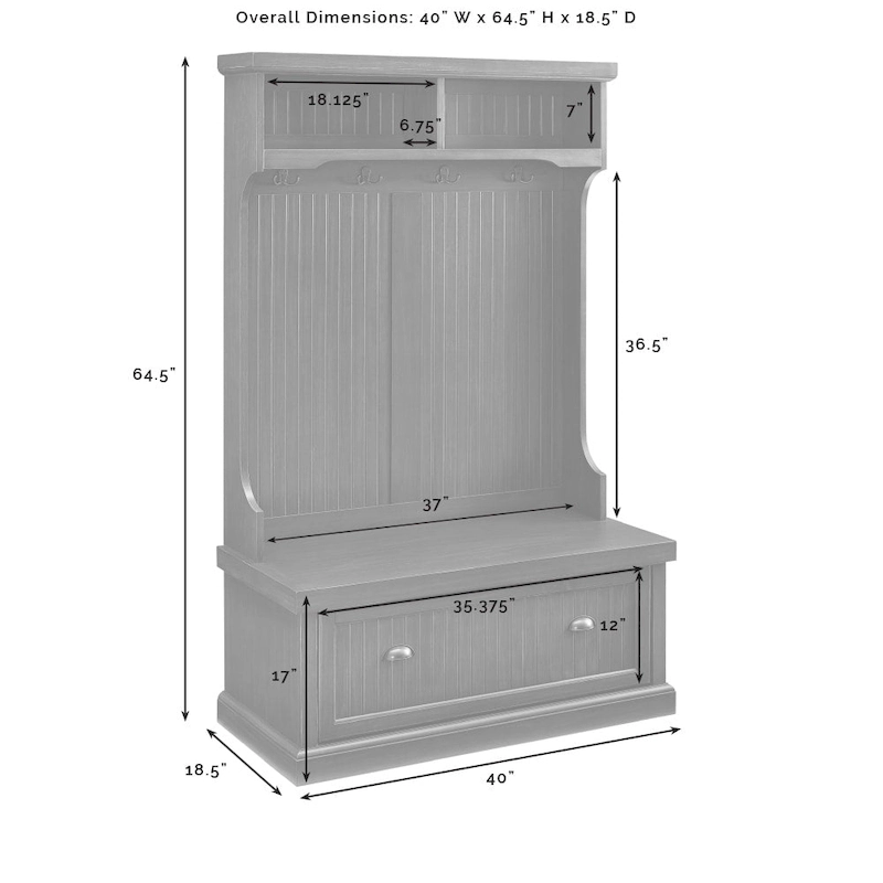 Crosley Seaside Hall Tree In Distressed Navy Finish