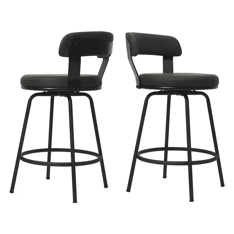 Hausfame Metal Counter Height Industrial Swivel Bar Stools