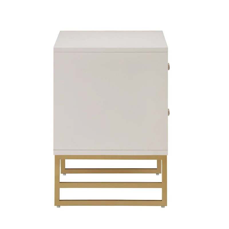 Arched Diamond 2- Drawer Gold Metal End Table